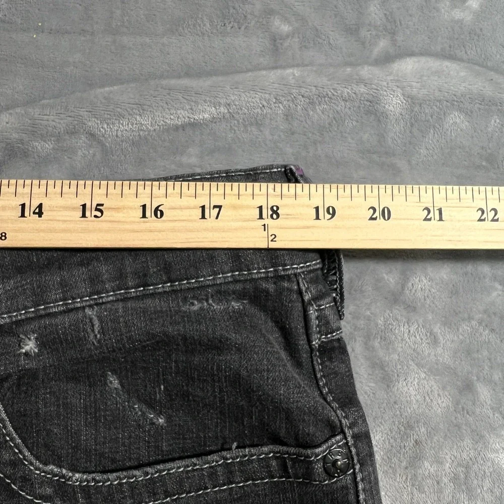True Religion Ricky Relaxed Straight Jeans Men 38x34 Gray Distressed Flap Pocket